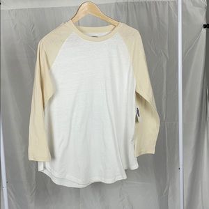 New baseball tee white and cream